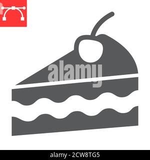 Morceau de gâteau glyphe icône, dessert et gâteau, cheesecake signe vector graphiques, modifiable contour icône pleine, eps 10. Illustration de Vecteur