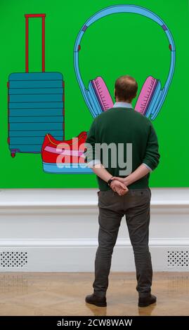 'Sans titre (avec valise)' par Sir Michael Craig-Martin pour £144,000.Aperçu presse de l'exposition d'été à l'Académie royale du 6 octobre au 3 janvier. Banque D'Images