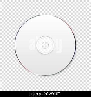 Vector 3d Realistic White CD, DVD gros plan isolé sur fond transparent. Modèle de conception pour maquette, espace de copie. Vue de dessus Illustration de Vecteur