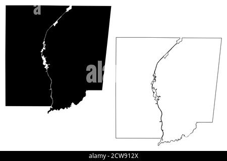 Monroe County, Mississippi (comté des États-Unis, États-Unis d'Amérique, États-Unis, États-Unis) carte illustration vectorielle, scribble esquisse carte Monroe Illustration de Vecteur