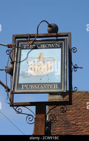 Panneau Crown inn, Great Horwood, Buckinghamshire Banque D'Images