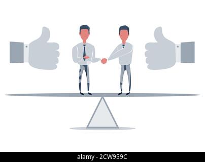 Les partenaires commerciaux se serrent les mains comme un symbole de l'unité. Homme d'affaires debout sur la mer. Illustration de Vecteur