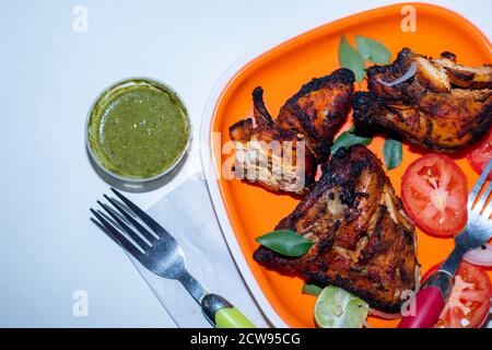 portrait en gros plan des poulets tandoori indiens Banque D'Images