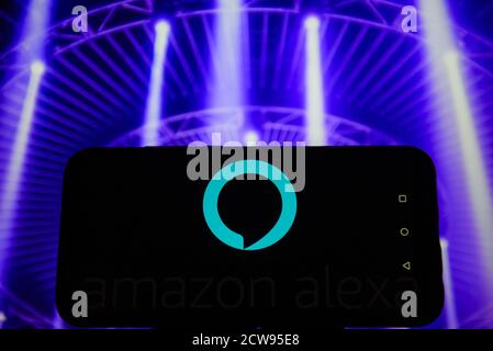 Pologne. 28 septembre 2020. Dans cette illustration, un logo Amazon Alexa apparaît sur un smartphone. Crédit : Omar marques/SOPA Images/ZUMA Wire/Alamy Live News Banque D'Images