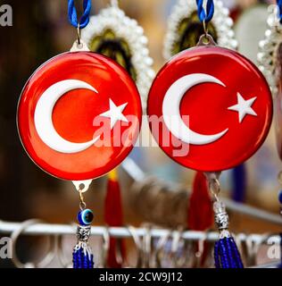 Bijoux avec symbole de la Turquie et de l'oeil mauvais Banque D'Images