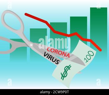 Coronavirus COVID-19 impact sur l'économie mondiale et les marchés boursiers, concept de crise financière. Le graphique de la chute du marché économique Illustration de Vecteur