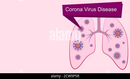 Coronavirus 2019-nCoV COVID-19 et grippe. Poumons humains sur fond rose clair. Risque de pandémie pour la santé, immunologie, virologie Illustration de Vecteur