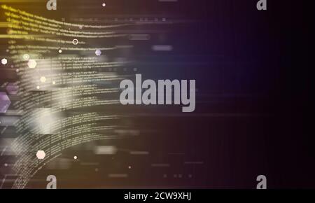 Code numérique lumineux sur fond sombre. Banque D'Images