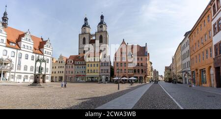 Wittenberg, S-A / Allemagne - 13 septembre 2020 : panorama de la place du marché historique de Lutherstadt Wittenberg Banque D'Images