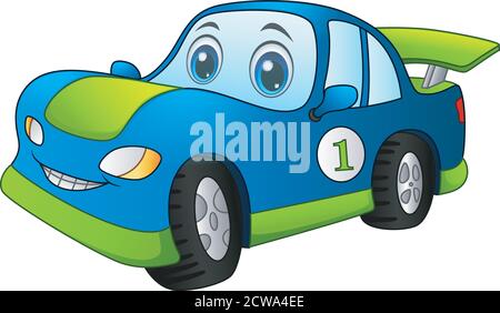 Illustration vectorielle de la voiture bleu de Cartoon sport Illustration de Vecteur