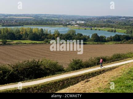 Pugney's Water Park, vue depuis le château de Sandal, près de Wakefield, West Yorkshire, Angleterre Banque D'Images