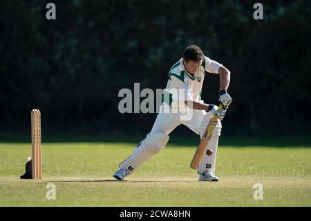 Batteur de cricket jouant au tir. Banque D'Images