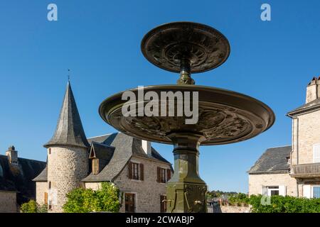 Meymac, place de la fontaine, Correze, Nouvelle Aquitaine, France Banque D'Images