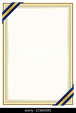 Cadre vertical et bordure avec drapeau de la Barbade, éléments de modèle pour votre certificat et diplôme. Vecteur. Illustration de Vecteur
