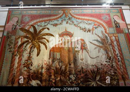 Aubusson, yam bobins dans le musée départemental de la tapisserie, département de la Creuse, Nouvelle Aquitaine, France Banque D'Images