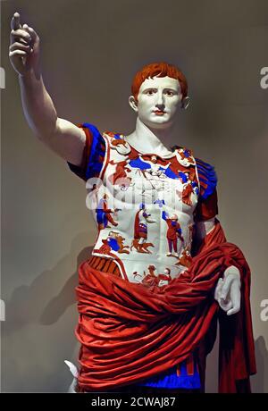 L'empereur Auguste (peint). De la Villa de Livie  Prima Porta, Rome, c ...