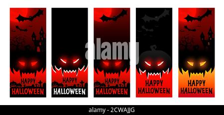 Maquettes verticales de l'affiche Happy halloween, prospectus de fête d'halloween, illustration vectorielle Illustration de Vecteur