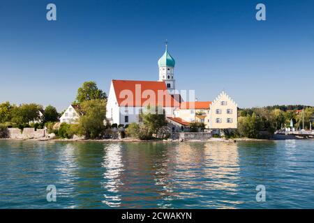 Église Saint-Georges, Wasserburg, lac de constance Bavière, Allemagne, Europe Banque D'Images