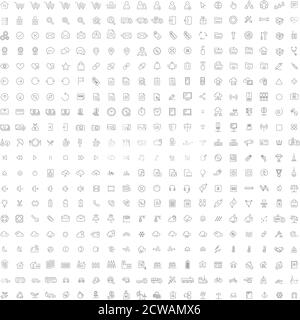 400 icônes de ligne fine de haute qualité - commerce électronique, affaires, finances, transport, météo, écologie, informatique, immobilier, services cloud, communication Illustration de Vecteur