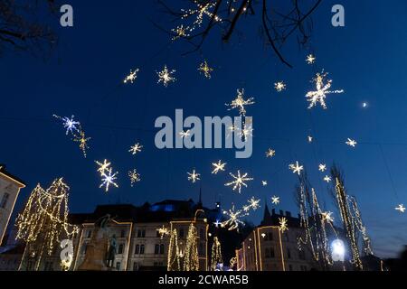 ljubljana main place arbre de noël Banque D'Images
