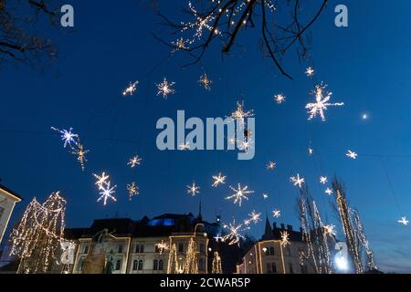 ljubljana main place arbre de noël Banque D'Images