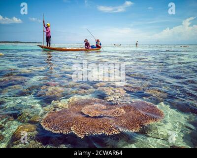 La mer nomade des Gypsy autour de l'île à Semporna, Sabah, Malaisie, Bornéo. Banque D'Images