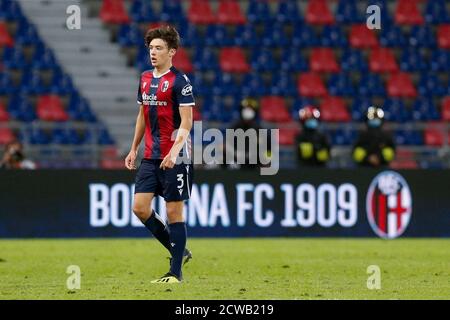 Bologne, Italie. 28 septembre 2020. Aaron Hickey (Bologna FC) pendant Bologne vs Parme, italie football série A match à Bologna, Italie, septembre 28 2020 crédit: Independent photo Agency/Alamy Live News Banque D'Images