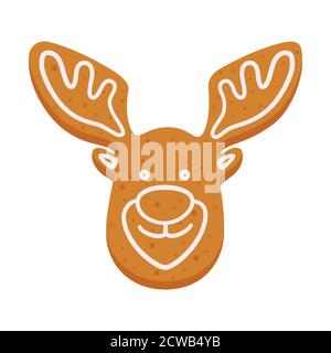 Biscuits de Noël en pain d'épice en forme de renne Illustration de Vecteur