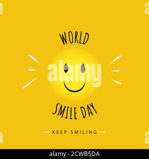 Journée mondiale des sourires Émoji souriant, affiche d'émoticônes mignonne, illustration vectorielle Illustration de Vecteur