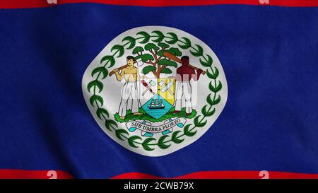 Drapeau du Belize agitant dans le vent. illustration 3d Banque D'Images