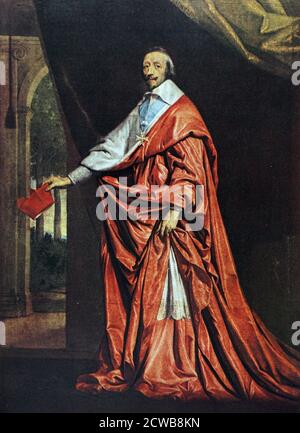 Portrait du Cardinal Richelieu (1585-1642) un ecclésiaste, un noble et un homme d'État français par Philippe de Champaigne (1602-1674) membre fondateur de l'Académie de peinture et de sculpture Banque D'Images