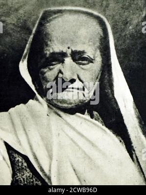 Photographie de Kasturba Gandhi. Katurbai 'Katurba' Mohandas Gandhi (1869-1944) militante politique indienne et épouse du Mahatma Gandhi Banque D'Images