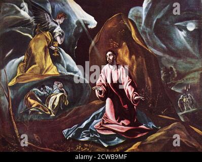 Peinture intitulée « Christ in Gethsemane » par El Greco. Domenikos Theotokopoulos (1541-1614) peintre, sculpteur et architecte grec de la Renaissance espagnole. Banque D'Images