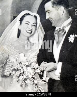 Photographie d'Ann Blyth et de James McNulty le jour de leur mariage. Banque D'Images