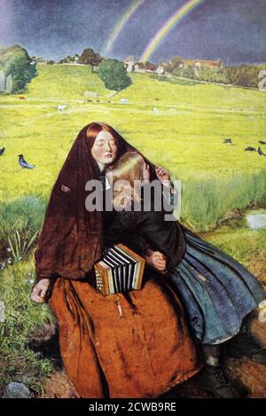 Tableau intitulé « The Blind Girl » par John Everett Millais. Sir John Everett Millais (1829-1896) peintre et illustrateur anglais. Banque D'Images