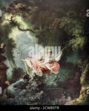 Tableau intitulé « The Swing » par Jean-Honoré Fragonard. Jean-Honoré Fragonard (1732-1806) peintre et graveur français. Banque D'Images