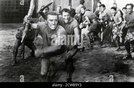 KIRK Douglas dans le rôle titre du film 'Spartacus' 1960. KIRK Douglas (né Issur Danielovitch Demsky, du 9 décembre 1916 au 5 février 2020) est un acteur, producteur, réalisateur et auteur américain. Banque D'Images