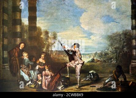 Peinture à l'huile par Antoine Watteau 1684 - 1721; les charmes de la vie. (Le Music Party). 1718 Banque D'Images