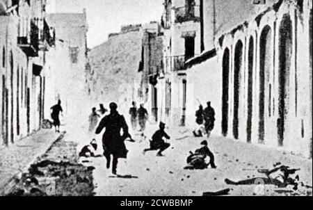 Lleida (Lérida), a servi de point de défense clé pour Barcelone pendant la guerre civile espagnole, et est tombé aux insurgés, dont les forces aériennes l'ont bombardée abondamment, en 1937 et 1938. Les attaques de Condor de la Légion du 2 novembre 1937 contre Lleida sont devenues particulièrement infâmes puisqu'elles ont été dirigées vers l'école connue sous le nom de Liceu Escolar de Lleida. 48 enfants et plusieurs enseignants y sont morts ce jour-là, 300 personnes ont été tuées lors des attentats du 2 novembre Banque D'Images