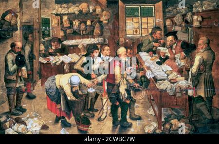 Peinture par Pieter Brueghel le jeune intitulé «le collectionneur de dîmes», 1618. Fait partie d'une collection privée. Banque D'Images
