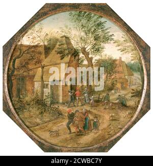 Peinture par Pieter Brueghel le jeune intitulé "passage à travers le village", c1584-1637. D'une collection privée. Banque D'Images