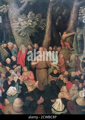 Peinture de Pieter Brueghel le jeune intitulé "le sermon de Jean-Baptiste" (détail), 1604. Partie de la collection du Musée de l'Ermitage de l'Etat, Saint-Pétersbourg, Russie. Banque D'Images