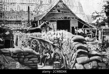 Les défenses de Carency, France, 1915. Village du pas de Calais, Carency a été lourdement endommagée pendant la première Guerre mondiale. UNE impression du pays de France, 5 août 1915. Le photographe est inconnu. Banque D'Images