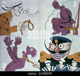 Caricature contre l'Assemblée constituante' 1921. Artiste: Vladimir Mayakovski. Vladimir Vladimirovich Mayakovski (1893-1930) était un poète, dramaturge, artiste et acteur soviétique. Banque D'Images