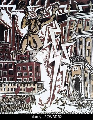 The Red Lightning', 1919. Artiste: Ignay Nivinsky. Ignay Nivinsky (1880-1933) est un graveur russe né à Moscou. Banque D'Images