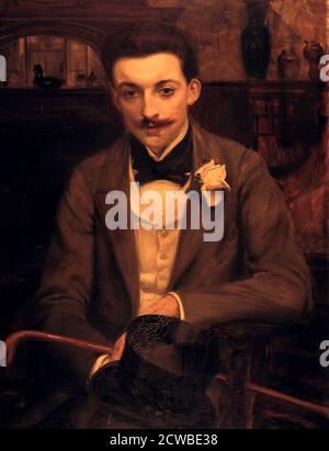 Portrait de P. Louys, 1861-1942 par artiste : Jacques Emile Blanche. Blanche était un artiste très populaire de son époque. Il est influencé par Tissot, Sargent et Edouard Manet. Banque D'Images