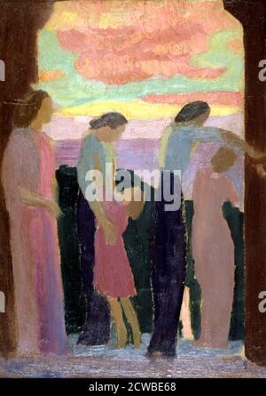 Marthe Denis et les enfants sur le balcon, c1900-1940. Artiste: Maurice Denis. Denis (1870-1943) est un peintre, un artiste décoratif et un écrivain français, qui a été une figure importante dans la période de transition entre l'impressionnisme et l'art moderne Banque D'Images