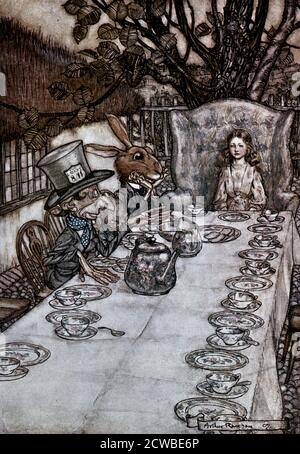 Alice in Wonderland', 1917 artiste : Arthur Rackham. Alice's Adventures in Wonderland est une œuvre de littérature pour enfants du mathématicien britannique Lewis Carroll. Banque D'Images