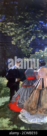 Le Dejeunesse sur l'Herbe, panneau de gauche, 1865. Artiste: Claude Monet. Monet était un peintre français, un fondateur de la peinture impressionniste française et le praticien le plus cohérent et le plus prolifique de la philosophie des mouvements. Banque D'Images