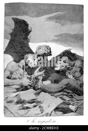 'Ils s'épient eux-mêmes', 1799 artiste: Francisco Goya. Assiette 51 de 'Los Caprichos'. Los Caprichos est un ensemble de 80 tirages en aquatinte et gravure créés par l'artiste espagnol Francisco Goya en 1797 et 1798, et publiés comme un album en 1799. Banque D'Images